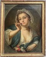 ECOLE FRANCAISE du XIXème
L'odeur des fleurs
Huile sur toile marouflée sur...