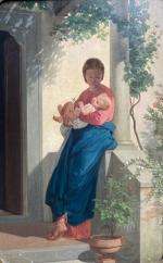 G. ROSSETTI (XIXème)
Mère et son enfant devant la maison
Huile sur...