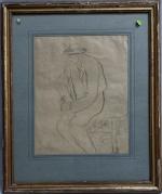 Charles MILCENDEAU (1872-1919)
Portrait d'homme assis sur sa brouette, 1896. 
Dessin...