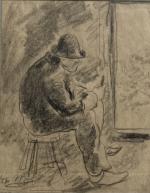 Charles MILCENDEAU (1872-1919)
Le vieux fumeur assis
Dessin monogrammé en bas à...