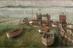 ECOLE du XXème
Barques sur la grève, 1930. 
Huile sur toile...