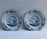 CHINE
Paire d'assiettes rondes en porcelaine à décor bleu blanc
XVIIIème
D.: 23...