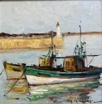 Alexandre Gabriel GAILLARD-DESCHAMPS (c.1903-1984)
Chalutiers au port
Huile sur isorel signée en...