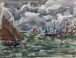 André FRAYE (1888-1963)
Voiliers sortant du port
Aquarelle et rehauts de gouache...