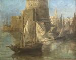 E. LE FRANCOIS (XXème)
La Rochelle, voiliers à l'entrée du port
Huile...