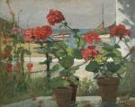 Henri CALLOT (1875-1956)
Ile d'Yeu, les géraniums devant la mer, 1955....
