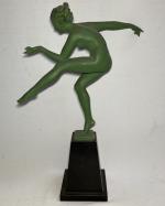 Marcel André BOURAINE (1886-1948)
Danseuse aux disques
Régule à patine verte, signé...