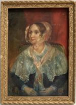 ECOLE FRANCAISE 
Portrait de dame
Huile sur panneau
18 x 12.5 cm