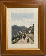 Adrien FINOT (1838-1908)
Sur le chemin
Aquarelle
23 x 17 cm (mouillures)