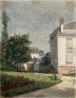 Adrien FINOT (1838-1908)
Villemomble, la porte des communs
Aquarelle 
19.5 x 15...