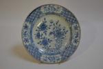 CHINE
Assiette en porcelaine à décor en camaïeu bleu de fleurs
XVIIIème
D.:...