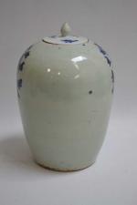 CHINE
Pot couvert en porcelaine à décor en camaïeu bleu de...