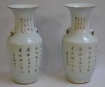 CHINE
Paire de vases en porcelaine à décor polychrome de personnages...