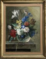 Arthur CHAPLIN (1869-1935)
Bouquet de fleurs sur un entablement
Aquarelle signée en...