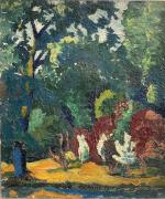 Germain DELATOUSCHE (1898-1966)
Bois de Boulogne, 1918. 
Huile sur toile signée...