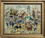 Henry SIMON (1910-1987)
Marché aux chevaux, 1963. 
Huile sur toile signée...
