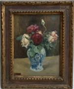 Paul-Albert LAURENS (1870-1934)
Bouquet de roses dans un vase
Huile sur panneau...