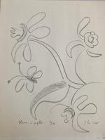 Jules PARESSANT (1917-2001)
Fleurs et papillons, 1965. 
Lithographie titrée, justifiée "3/15",...