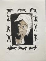 Jules PARESSANT (1917-2001)
Autoportrait et graffiti, 1996. 
Lithographie titrée, justifiée "1/20",...