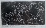 Jules PARESSANT (1917-2001)
La danse à Fada, 1979. 
Linogravure signée, titrée,...