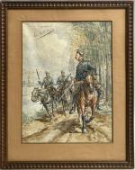 Achille KETTELLE (XIX-XXème)
La cavalerie, 1919. 
Aquarelle signée, datée et avec...