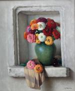 Charles Clément PERRON (1893-1958)
Bouquet de zinnias
Huile sur toile signée en...