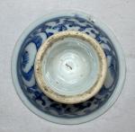 CHINE
Crachoir rond en porcelaine à décor bleu blanc de fleur
H.:...
