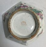 CHINE
Coupelle hexagonale en porcelaine à décor polychrome de fleurs et...