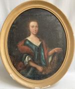 Ecole FRANCAISE vers 1730
Portrait de femme à la guirlande
Toile ovale...