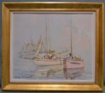 Georges L'HERMITTE  (1882-1975)
Yacht dans la brume
Huile sur panneau signée...