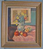 Charles KVAPIL (1884-1957)
Pommes et fleurs, 1933
Huile sur toile signée en...