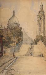 Frank - Myers BOGGS (1855-1926) 
Le Sacré-Coeur à Montmartre
Aquarelle sur...