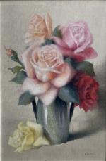 Paul SESTON (1905-1985)
Bouquet de roses
Huile sur panneau signée en bas...