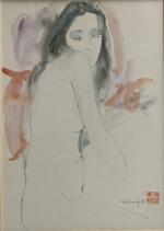 Alain BONNEFOIT (né en 1937)
Femme nue, 1981. 
Aquarelle signée et...