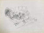 Maurice FEUILLET (1873-1968)
Affaire Dreyfus, scène d'audience
Dessin
22.5 x 29.7 cm (salissures)
Provenance:
-...