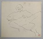 Jean LAUNOIS (1898-1942)
Asiatique fumant
Encre avec cachet du monogramme en bas...