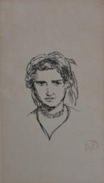 Jean LAUNOIS (1898-1942)
Portrait de dame au fichu
Encre avec cachet du...