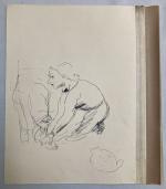 Jean LAUNOIS (1898-1942)
Femme nouant les lacets
Encre monogrammée en bas à...