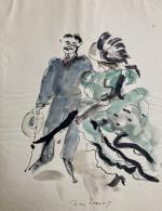 Jean LAUNOIS (1898-1942)
Couple dansant
Aquarelle signée en bas au centre
27 x...