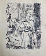 Jean LAUNOIS (1898-1942)
Le service au lit du malade
Encre signée et...
