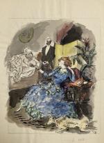 Jean LAUNOIS (1898-1942)
Le mariage
Aquarelle 
31 x 23 cm (déchirure)