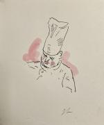 Jean LAUNOIS (1898-1942)
Cuisinier
Encre rehaussée d'aquarelle monogrammée
15 x 12.5 cm