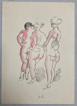 Jean LAUNOIS (1898-1942)
Les trois femmes
Encre et aquarelle monogrammée
17.5 x 12.5...
