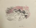 Jean LAUNOIS (1898-1942)
Au cabaret
Estampe monogrammée
14 x 17.5 cm (pliures)