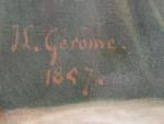 Jean-Léon GEROME (1824-1904)
L'épouse du roi Candaule
Toile circulaire
Largeur : 54,5 cm
signé...