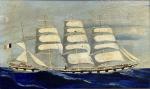 ECOLE FRANCAISE fin XIXe - début XXe)
Portrait de bateau, l'Atlantique
Huile...