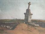 Auguste BELLANGER (XIX-XXème)
La croix de Brandu, 1904. 
Huile sur toile...