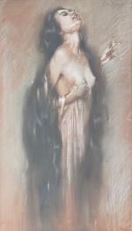 Léo FONTAN (1884-1965)
Jeune femme nue à la cigarette
Fusain signé en...