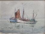 Pierre BRETTE (1905-1961)
Barques de pêche
Aquarelle signée en bas à gauche
13.8...