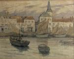 Charles MILCENDEAU (1872-1919)
Saint Gilles Croix de Vie, bateaux au port
Huile...